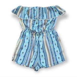 Toxik Blue Boho Aztec Romper NWOT